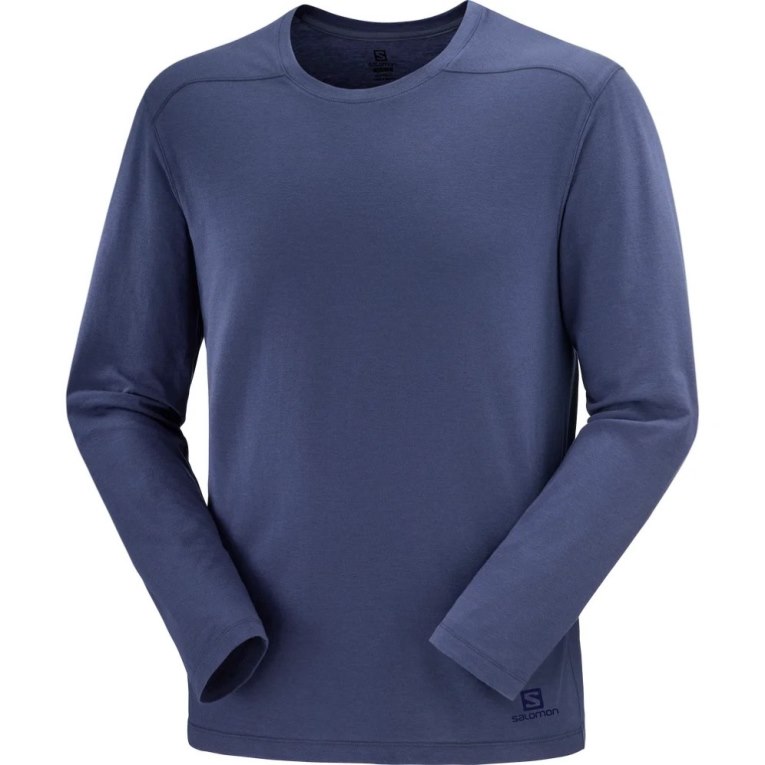 Salomon Essential Long Sleeve Tricko Panske Námornícka Modrá | SK 4AKVZG